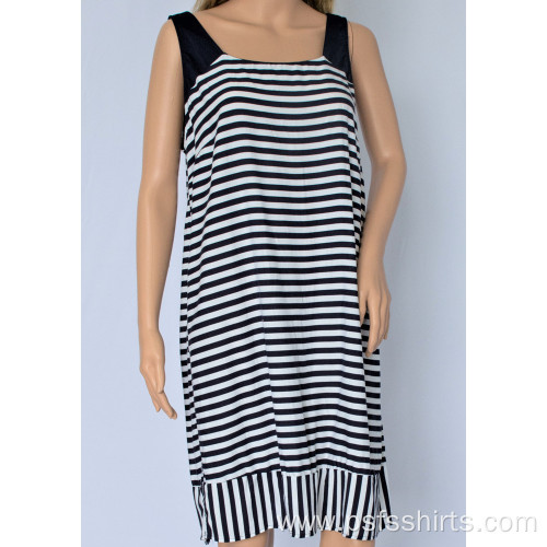 White and Navy Striped Dress